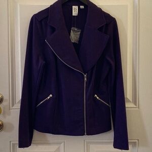 M by Marc Bouwer Ponte Knit Motorcycle Jacket/Zippers/Pockets/Plum/Size M/NWT!!!
